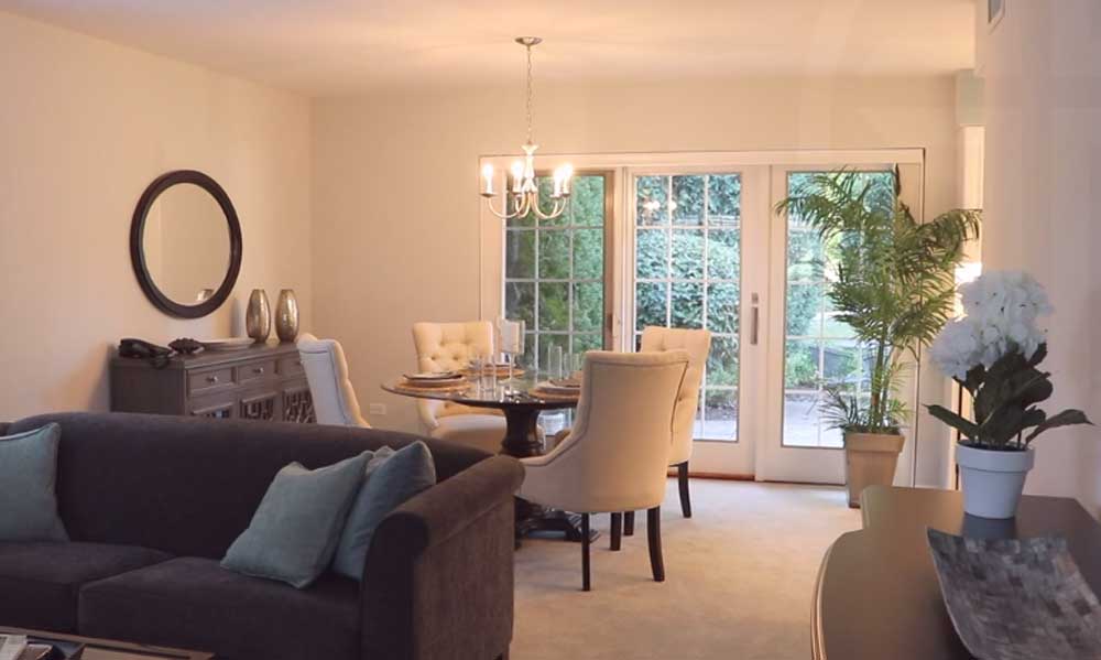 the dining area inside a senior living apartment