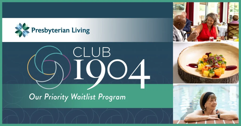 Club 1904 logo with images of seniors celebrating