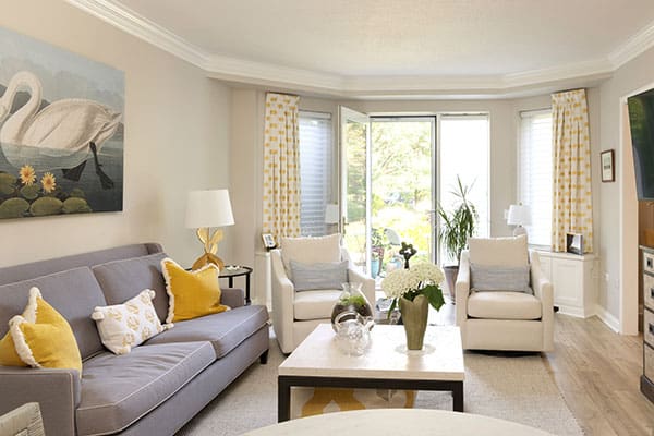 Living room in an apartment home at Lake Forest Place