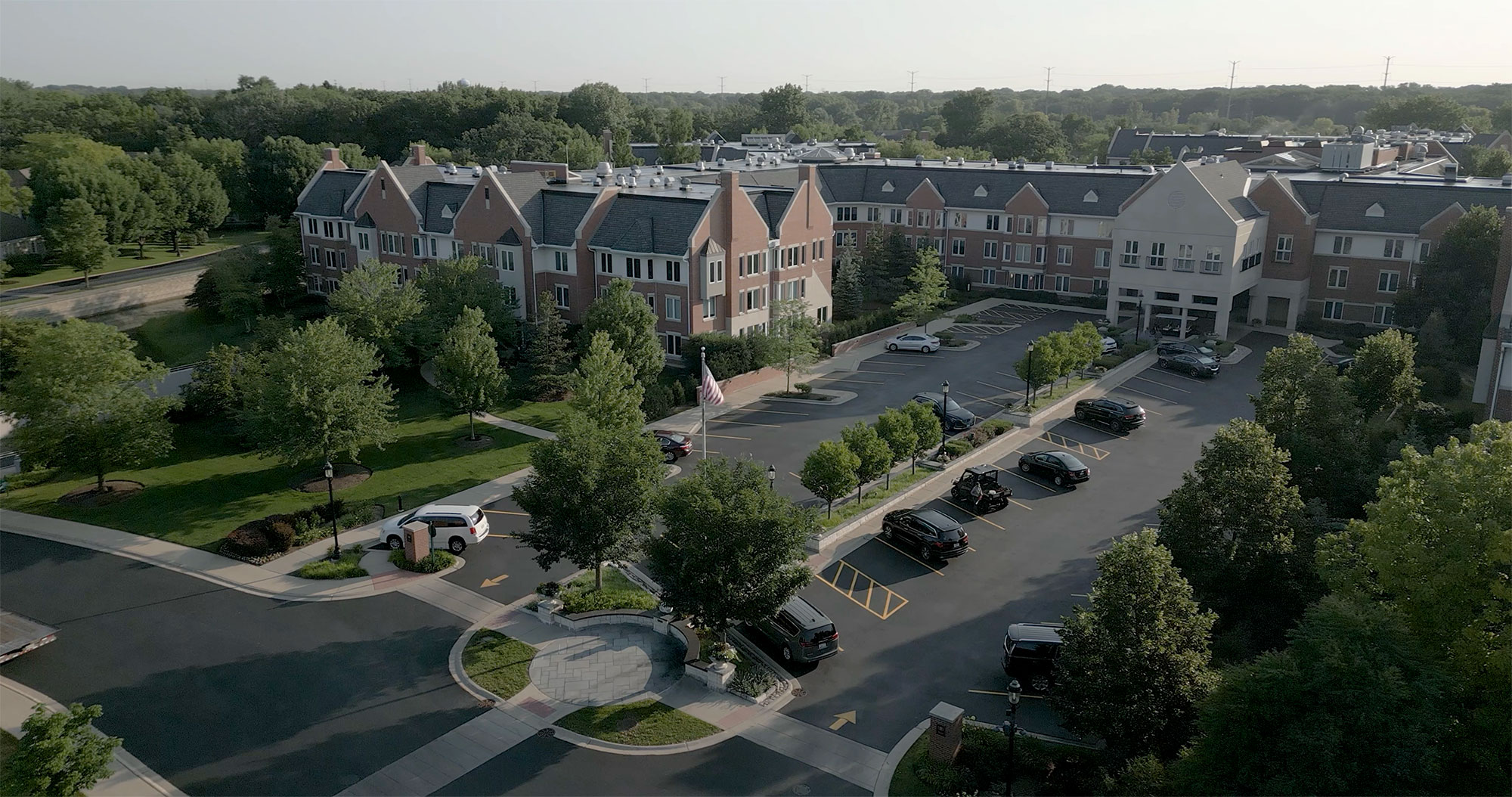 Aerial view of the Lake Forest Place campus