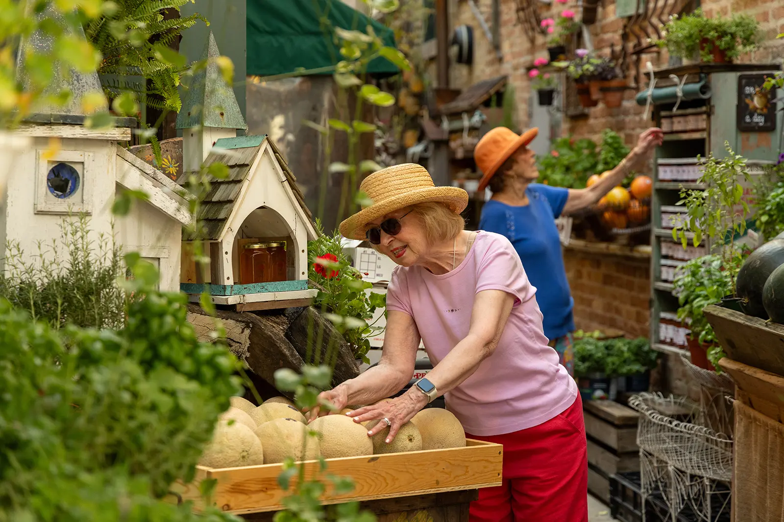 PHLF Sept Blog Featured Image Woman selecting fruit at a Farmers Market near Lake Forest Place