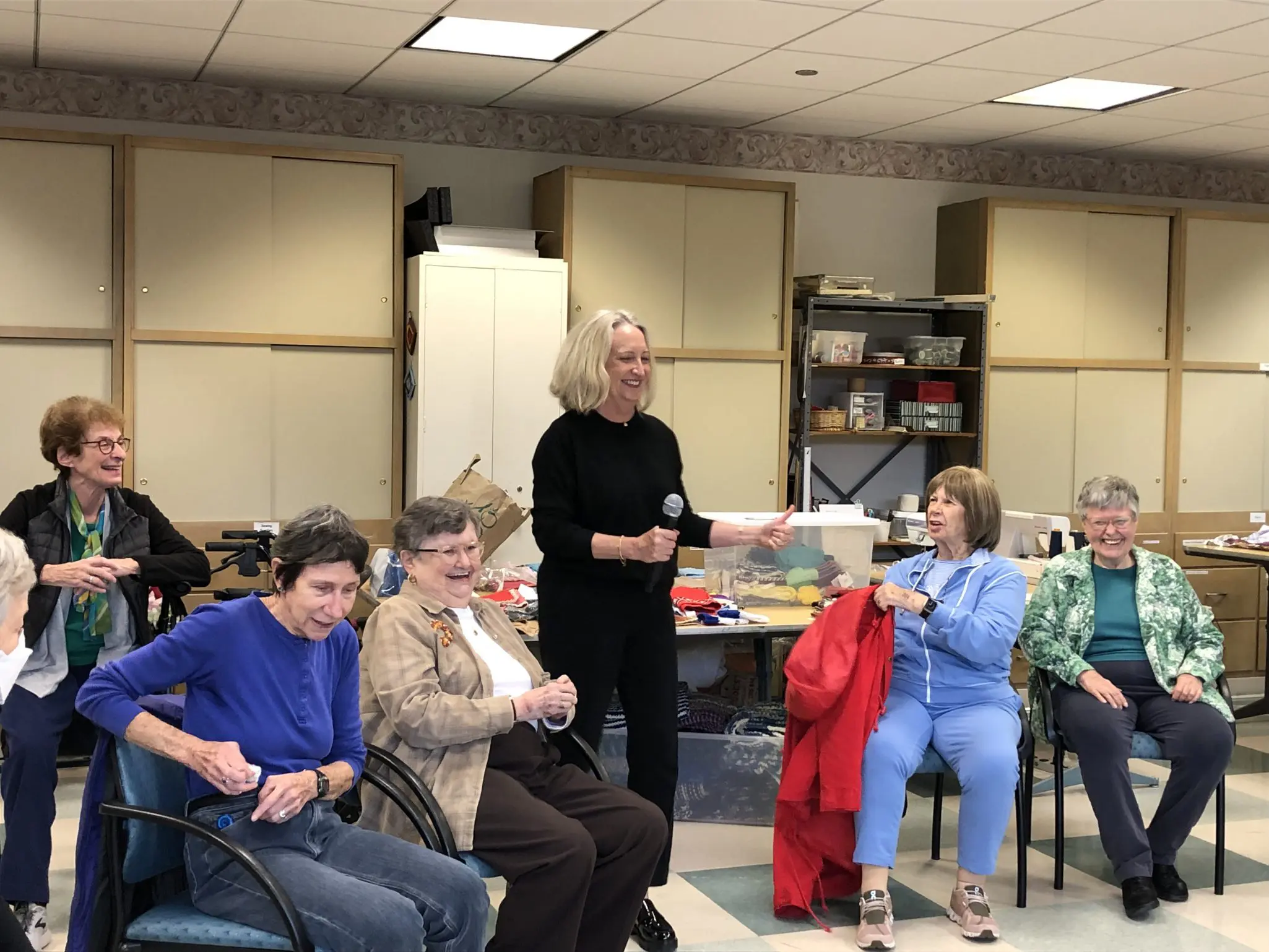 Teri & her students in improv class