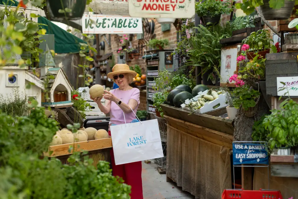 A senior woman shopping in Lake Forest, IL