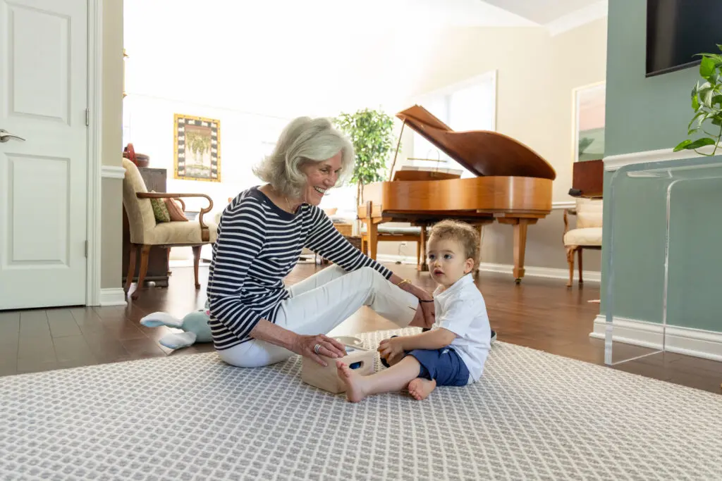 senior with little boy