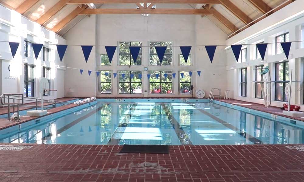 an indoor swimming pool at a senior living community