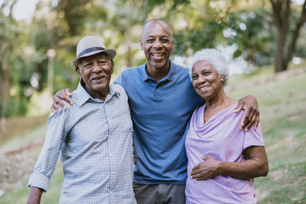 older man with senior parents 