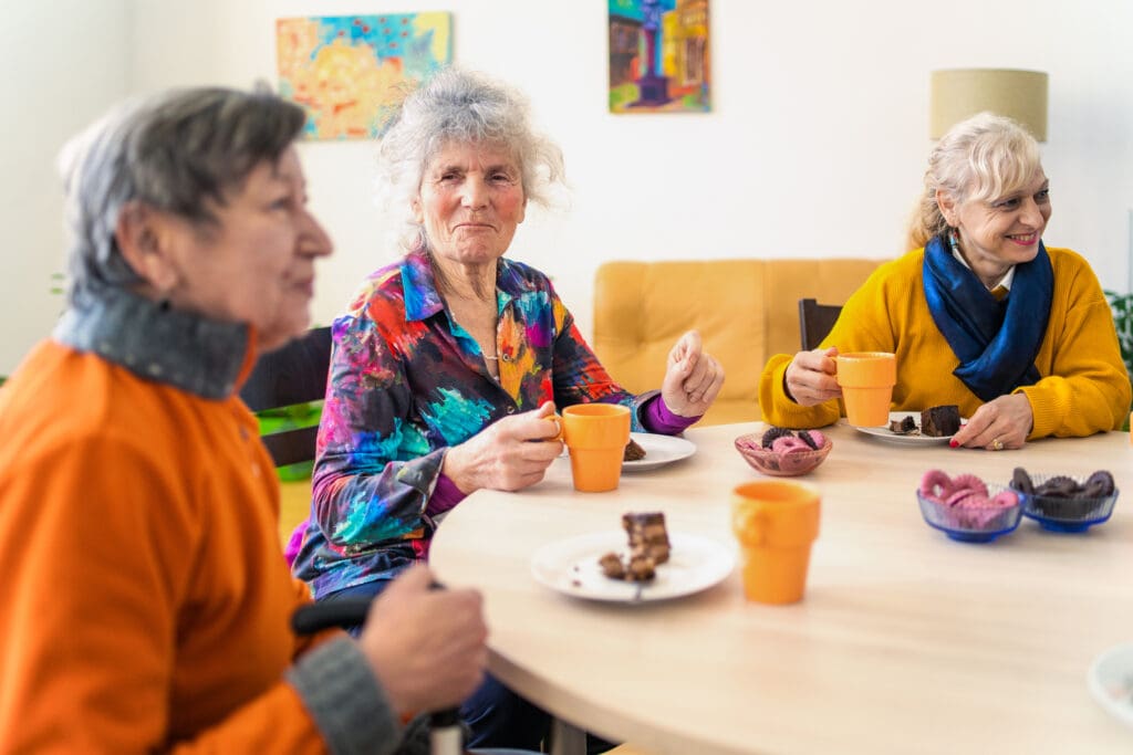 Friends chatting over coffee