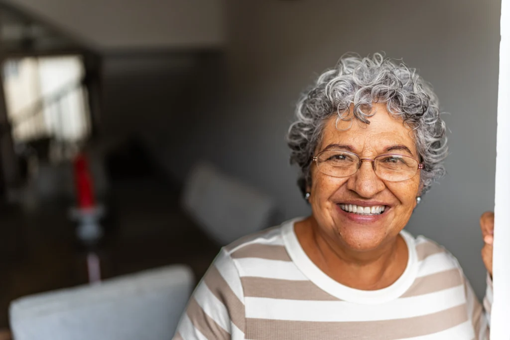 senior woman smiling at home