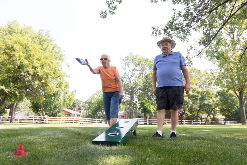 Seniors playing a game