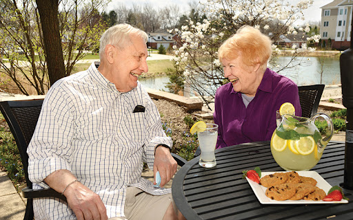 seniors talking outside