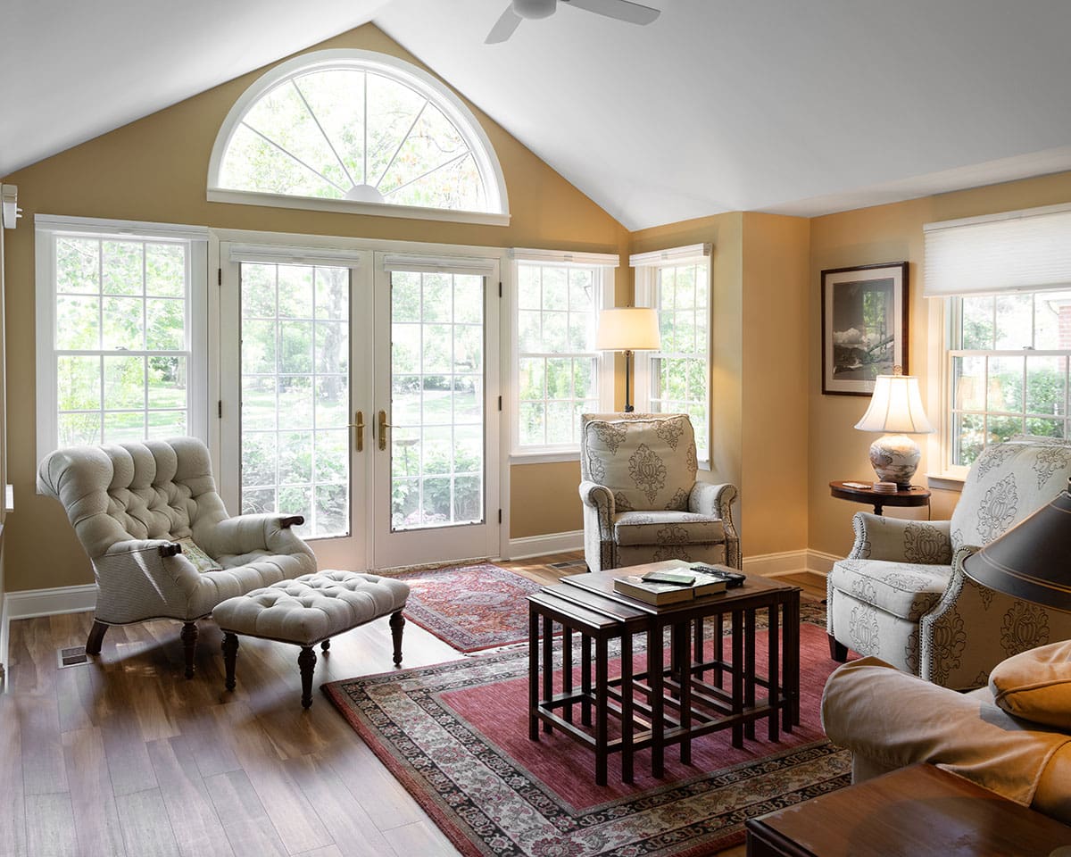 Living room of an independent living apartment at Westminster Place