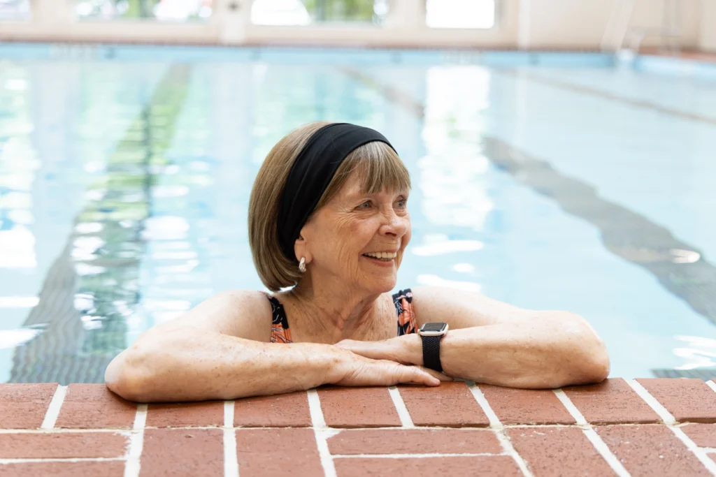 senior in pool at Westminster Place