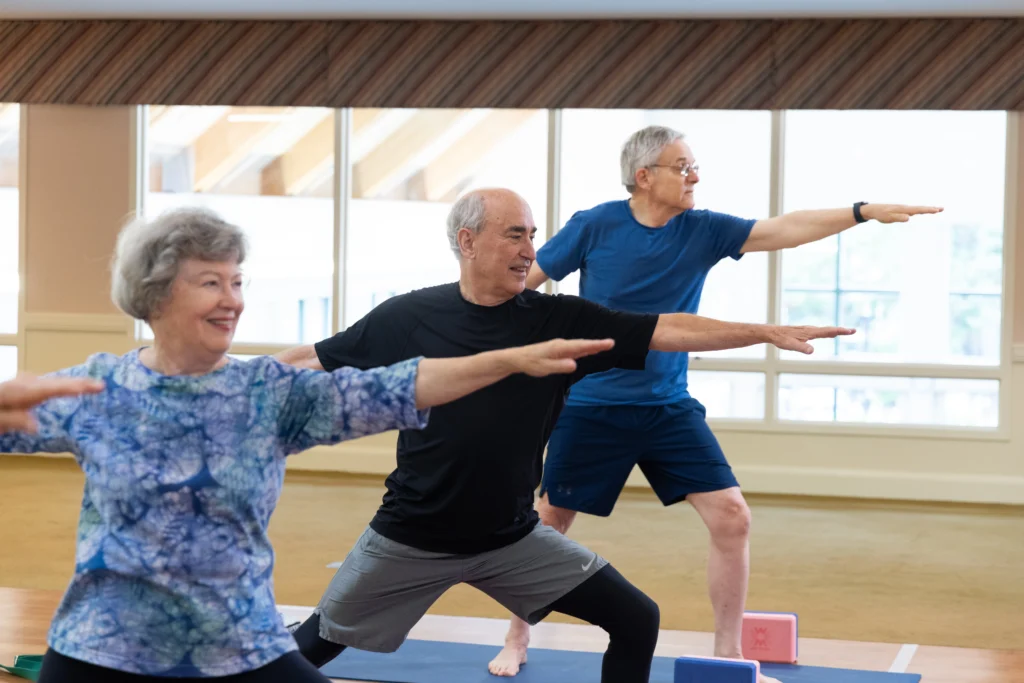 seniors doing yoga at Westminster Place 